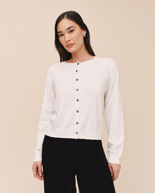 Bella Dahl Crew Neck Cardigan - Ivory