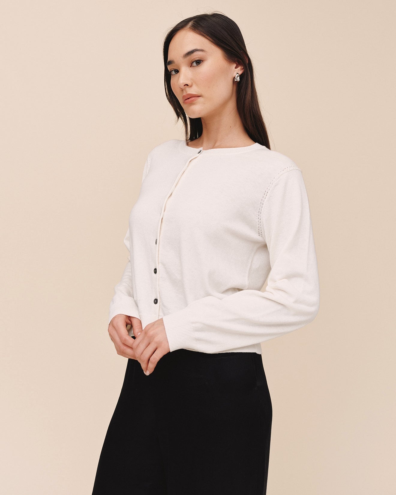 Bella Dahl Crew Neck Cardigan - Ivory