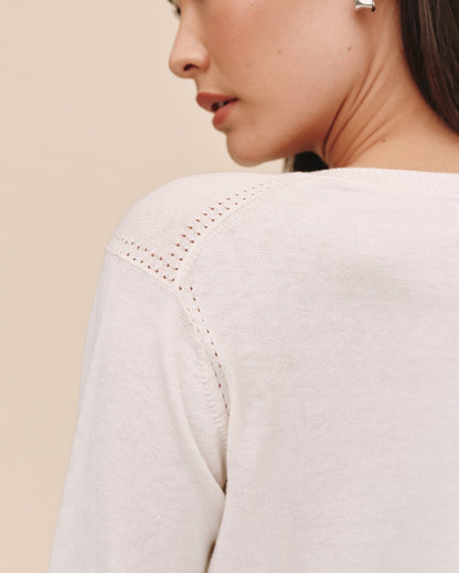 Bella Dahl Crew Neck Cardigan - Ivory