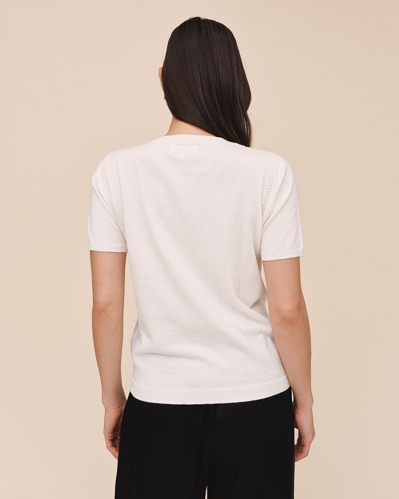 Bella Dahl Short Sleeve Crew Neck Knit Top - Ivory