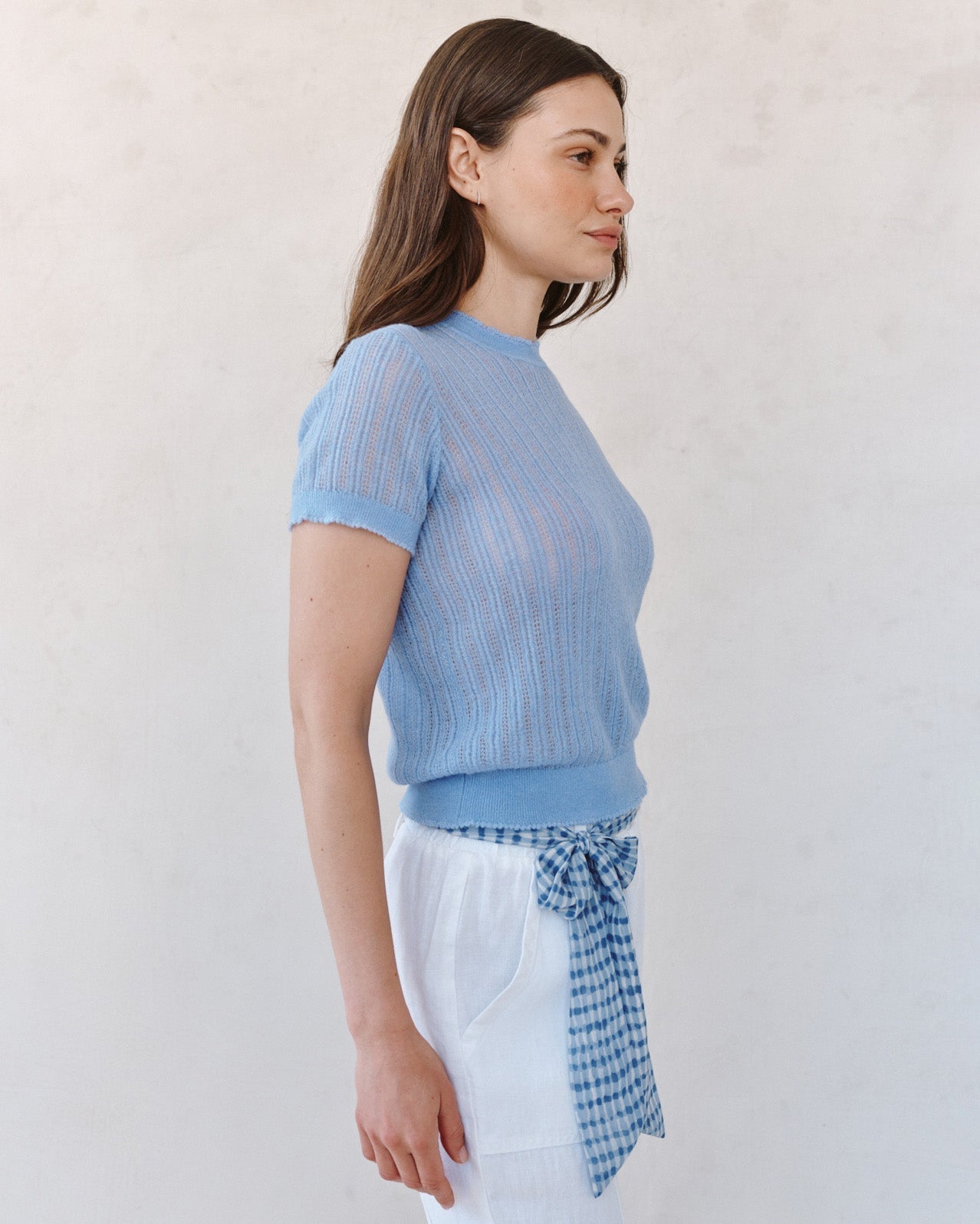 Bella Dahl Short Sleeve Sweater Top - Soft Blue