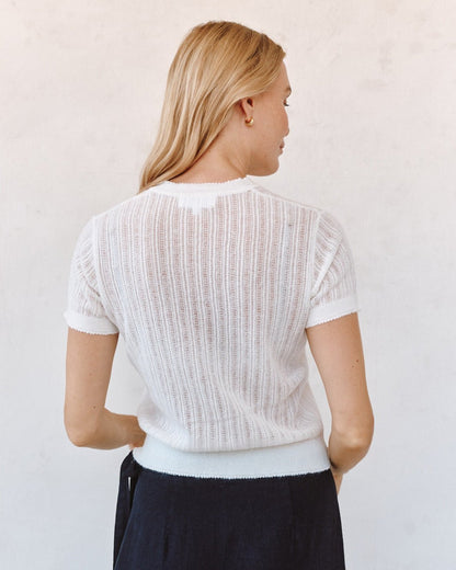 Bella Dahl Short Sleeve Sweater Top - White