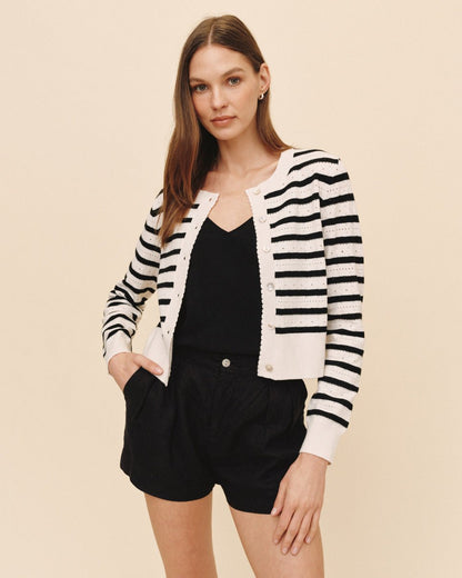 Bella Dahl Fitted Cardigan - Cherie Stripe