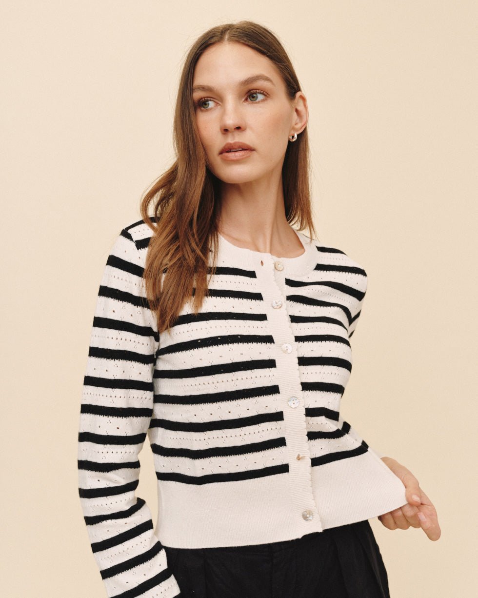 Bella Dahl Fitted Cardigan - Cherie Stripe