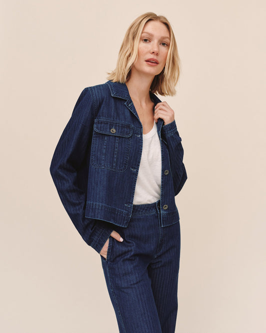 Bella Dahl Flap Pocket Utility Jacket - Herringbone Wash