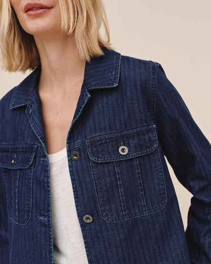 Bella Dahl Flap Pocket Utility Jacket - Herringbone Wash