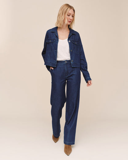 Bella Dahl Flap Pocket Utility Jacket - Herringbone Wash