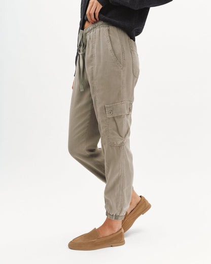 Bella Dahl Cargo Track Pants in Soft Army - Bella Dahl