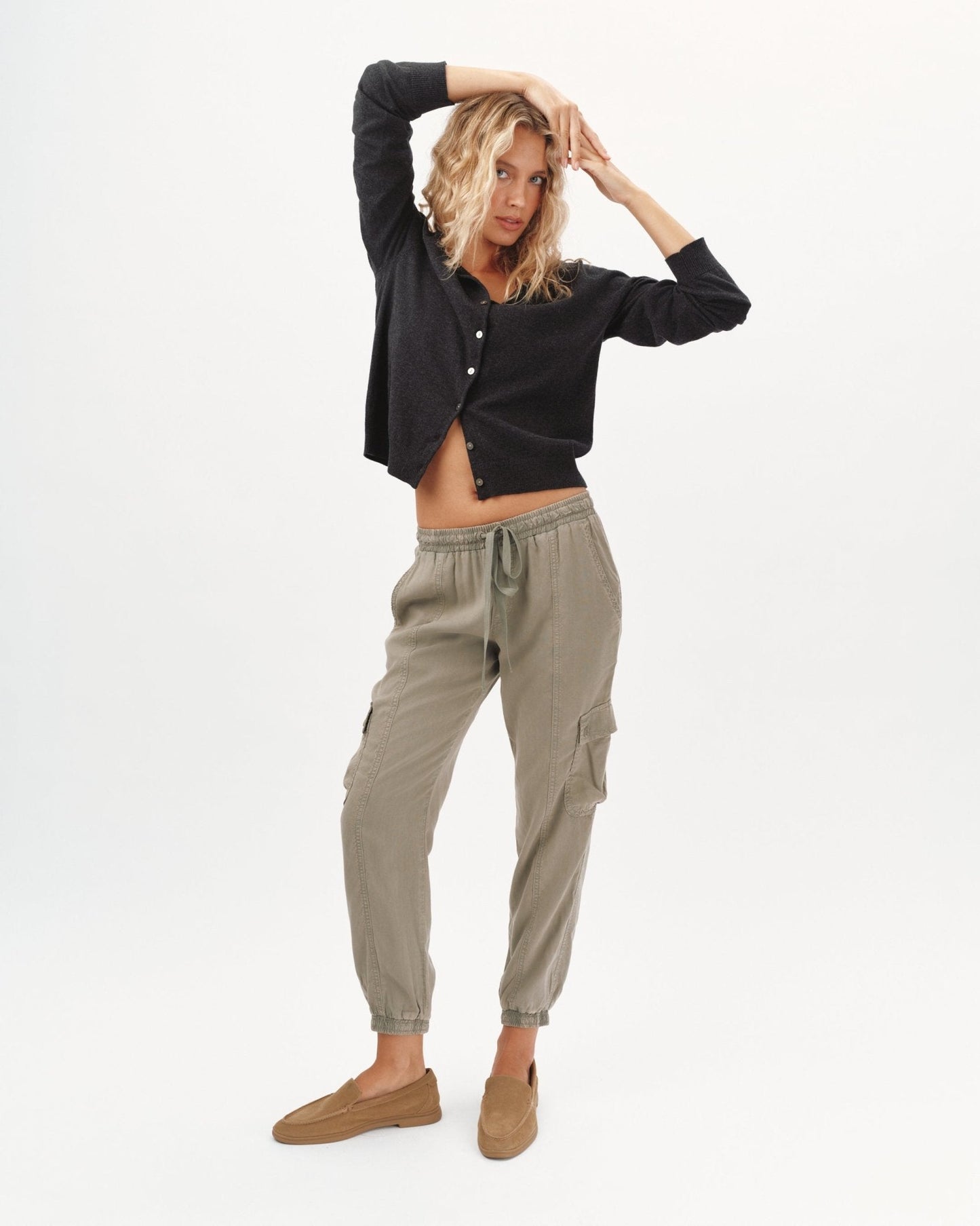 Bella Dahl Cargo Track Pants in Soft Army - Bella Dahl