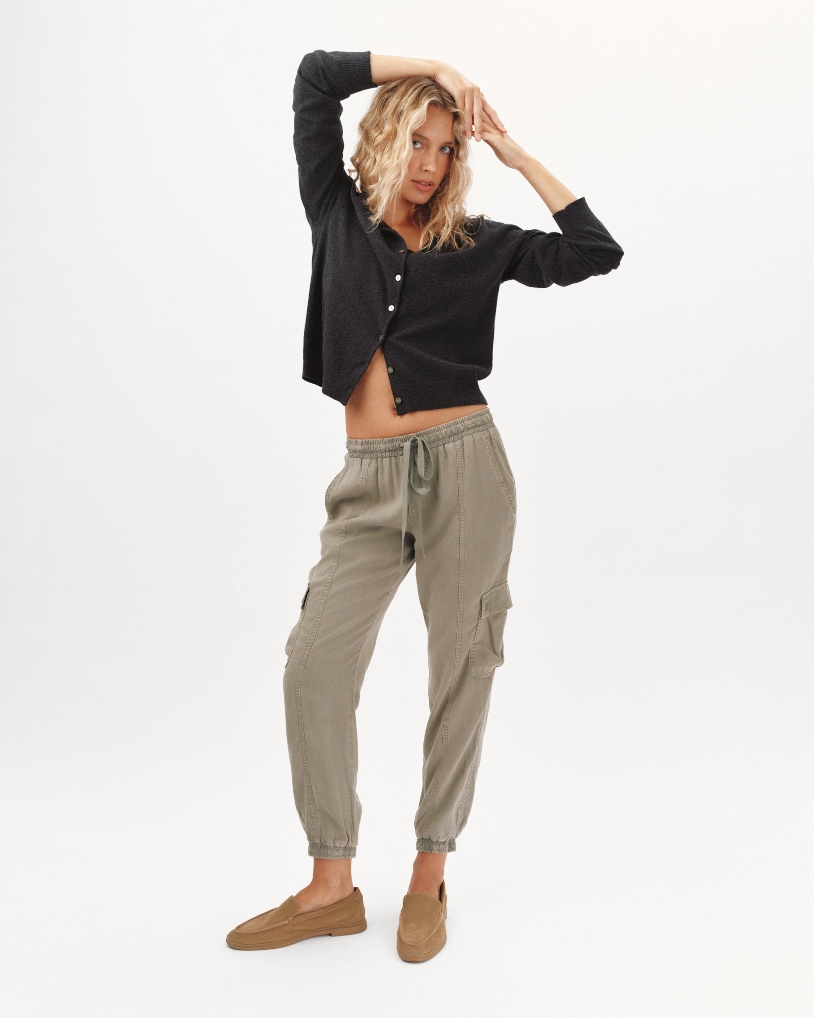Bella Dahl Cargo Track Pants in Soft Army - Bella Dahl