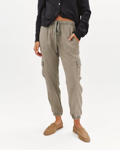 Bella Dahl Cargo Track Pants in Soft Army - Bella Dahl