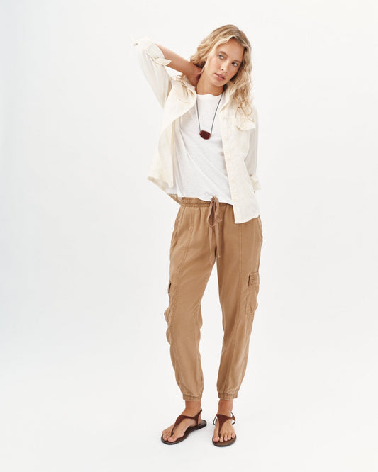 Bella Dahl Cropped Cargo Jogger Pants in Safari Sand - Bella Dahl
