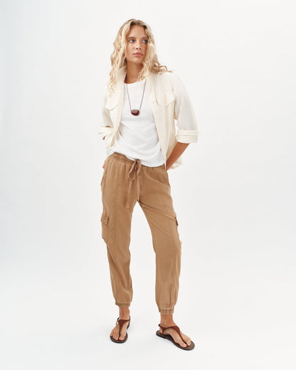 Bella Dahl Cropped Cargo Jogger Pants in Safari Sand - Bella Dahl