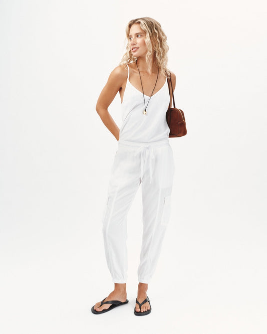 Bella Dahl Effortless White Cargo Track Pants for Women - Bella Dahl