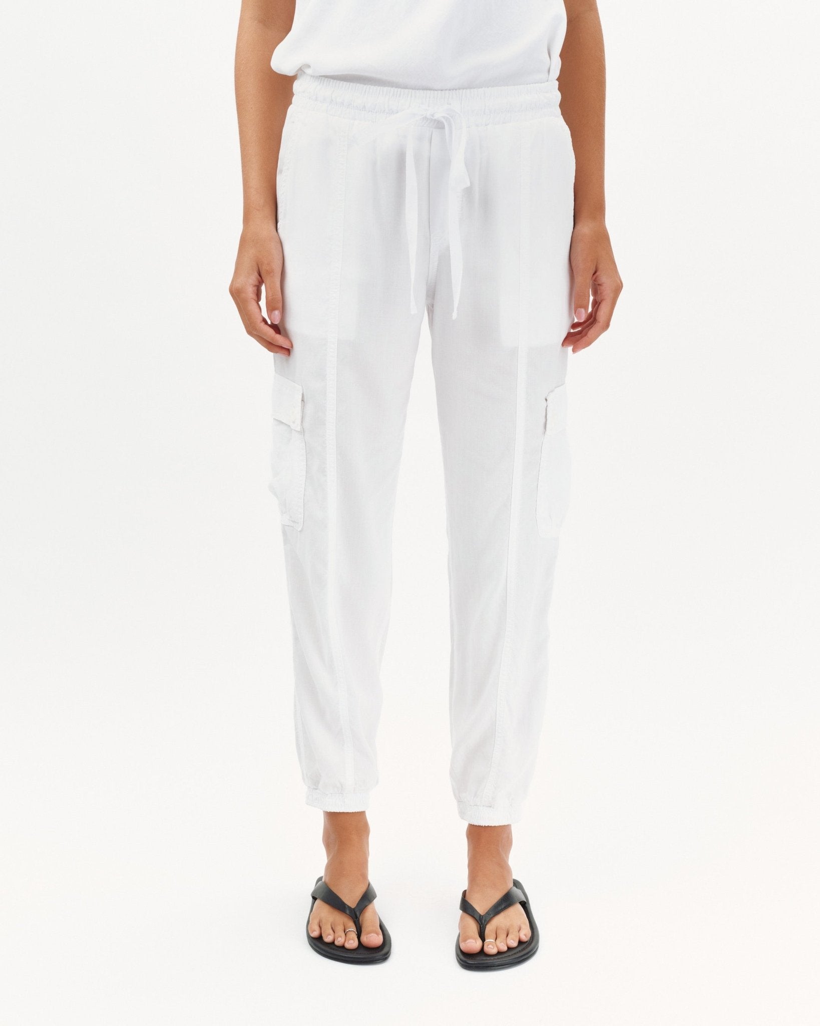 Bella Dahl Effortless White Cargo Track Pants for Women - Bella Dahl