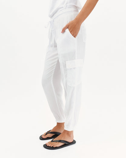Bella Dahl Effortless White Cargo Track Pants for Women - Bella Dahl
