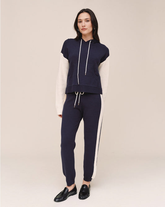 Bella Dahl Contrast Stripe Knit Jogger - Midnight Frost