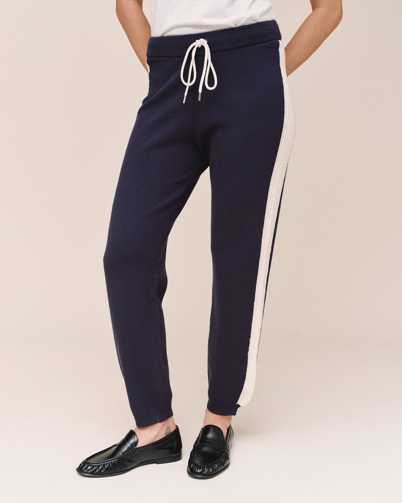 Bella Dahl Contrast Stripe Knit Jogger - Midnight Frost