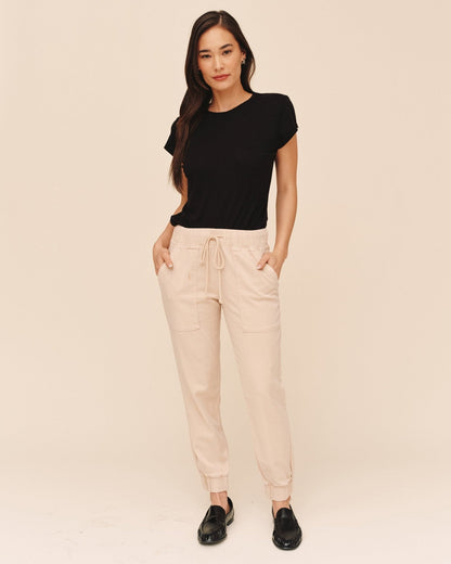 Bella Dahl Pocket Jogger in Linen Sand - Versatile Everyday Pants - Bella Dahl