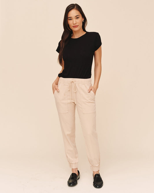 Bella Dahl Pocket Jogger in Linen Sand - Versatile Everyday Pants - Bella Dahl