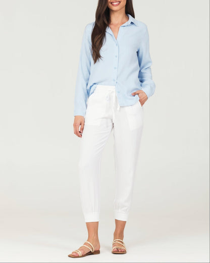 Bella Dahl Easy Drawstring Jogger in White - Perfect for Any Day - Bella Dahl