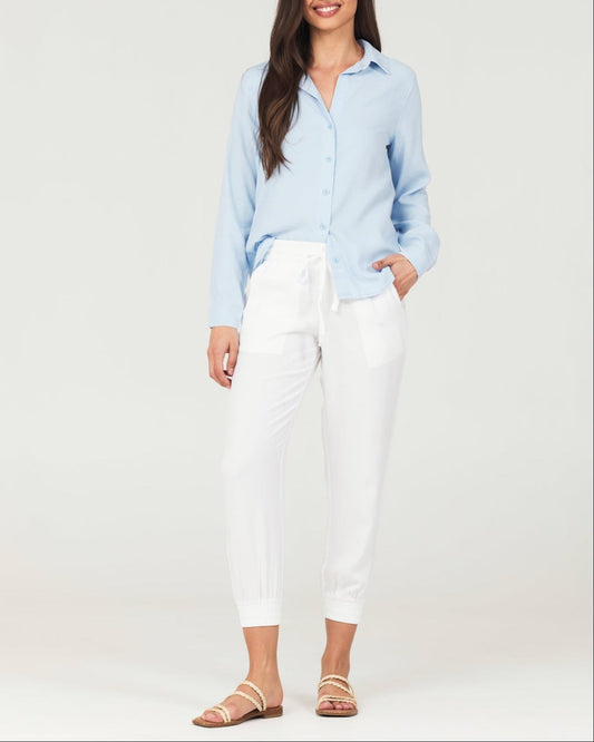 Bella Dahl Easy Drawstring Jogger in White - Perfect for Any Day - Bella Dahl