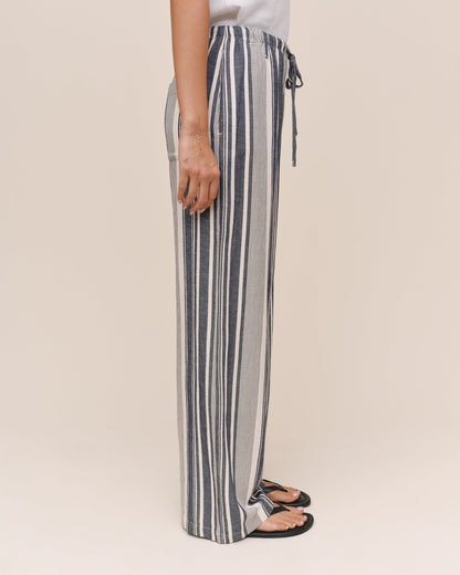 Bella Dahl Clean Wide Leg Pant - Worn Navy Stripe