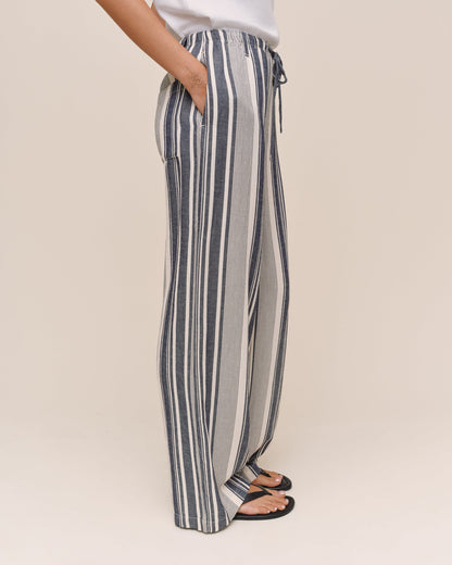 Bella Dahl Clean Wide Leg Pant - Worn Navy Stripe
