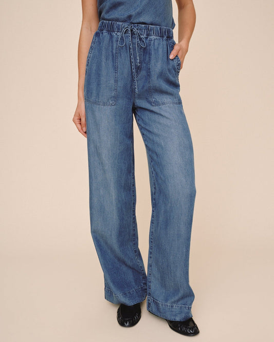 Bella Dahl Pocket Wide Leg Pant - Shadow Blue Wash