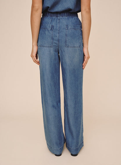 Bella Dahl Pocket Wide Leg Pant - Shadow Blue Wash