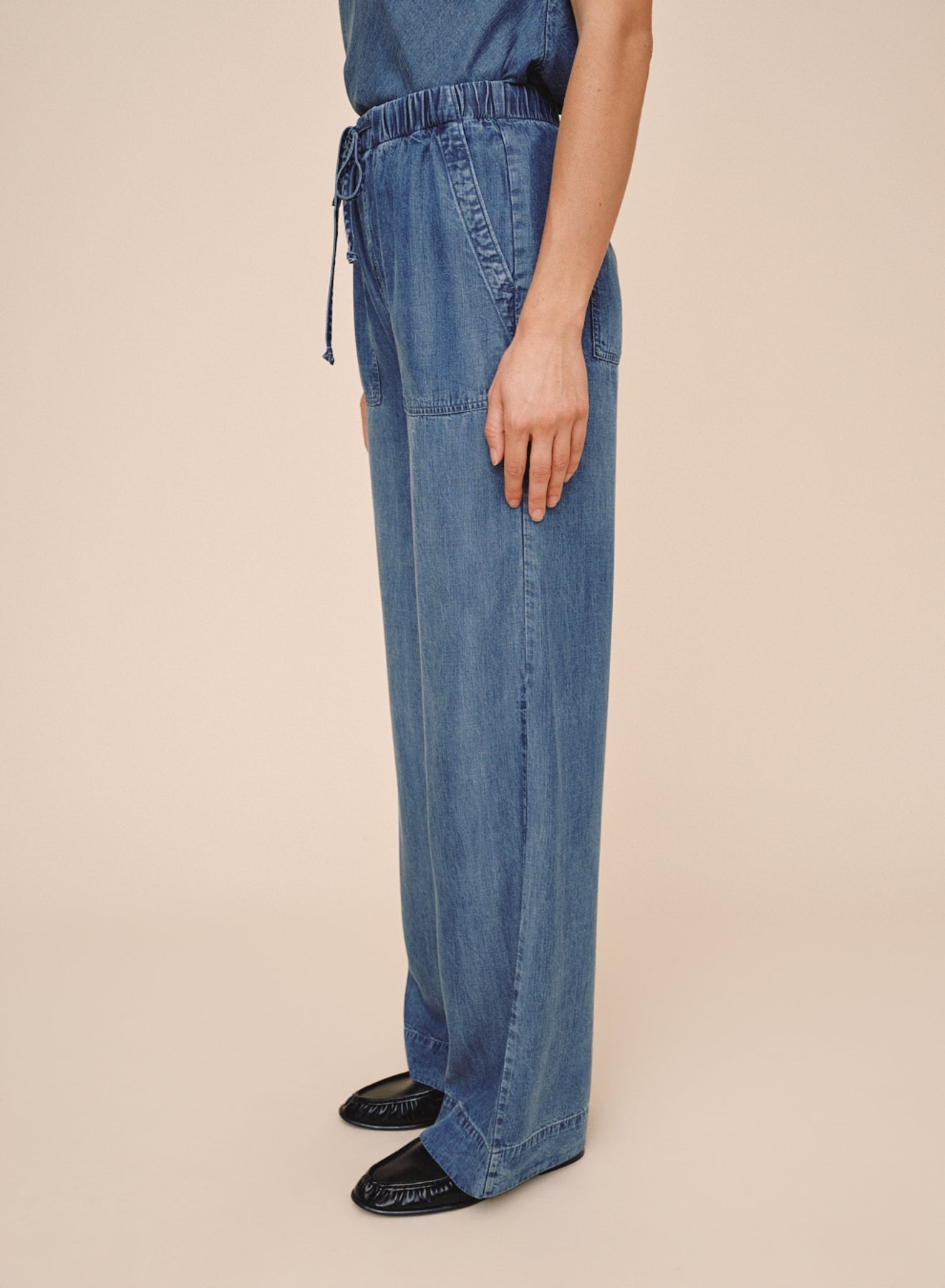 Bella Dahl Pocket Wide Leg Pant - Shadow Blue Wash