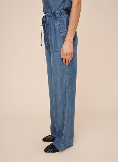 Bella Dahl Pocket Wide Leg Pant - Shadow Blue Wash