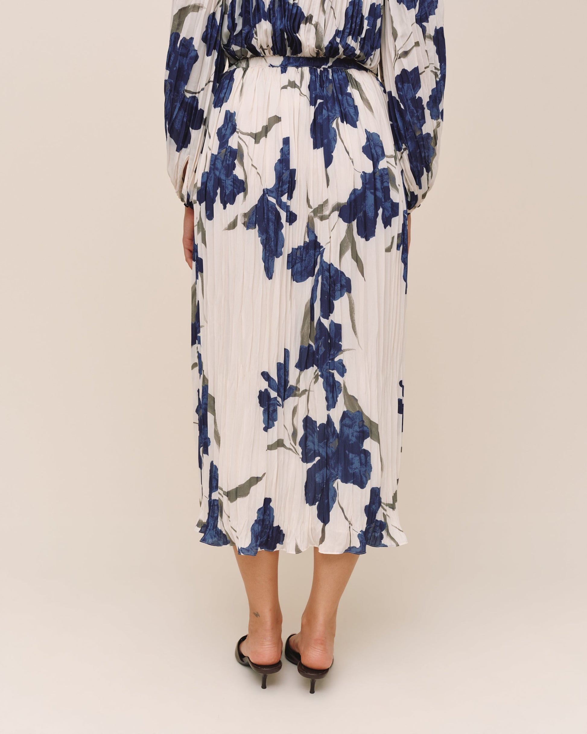 Bella Dahl Pleated Skirt - Indigo Iris Print