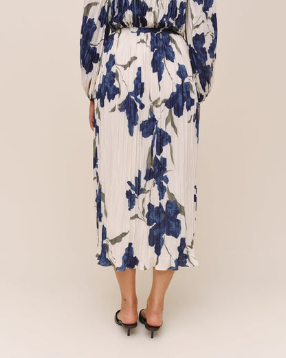 Bella Dahl Pleated Skirt - Indigo Iris Print