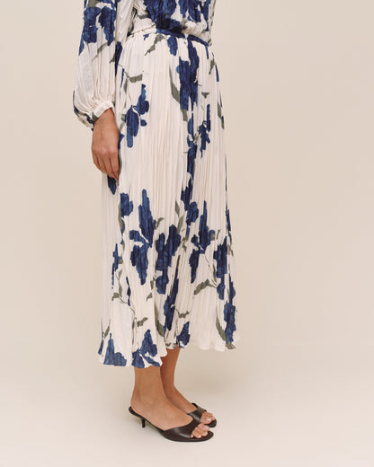 Bella Dahl Pleated Skirt - Indigo Iris Print