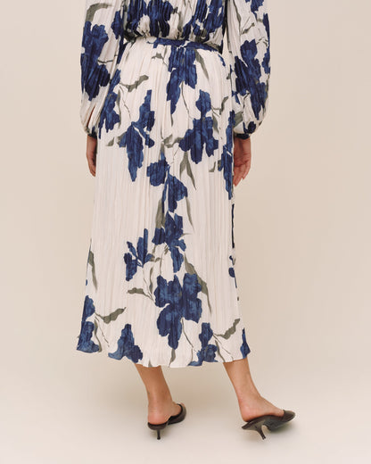 Bella Dahl Pleated Skirt - Indigo Iris Print