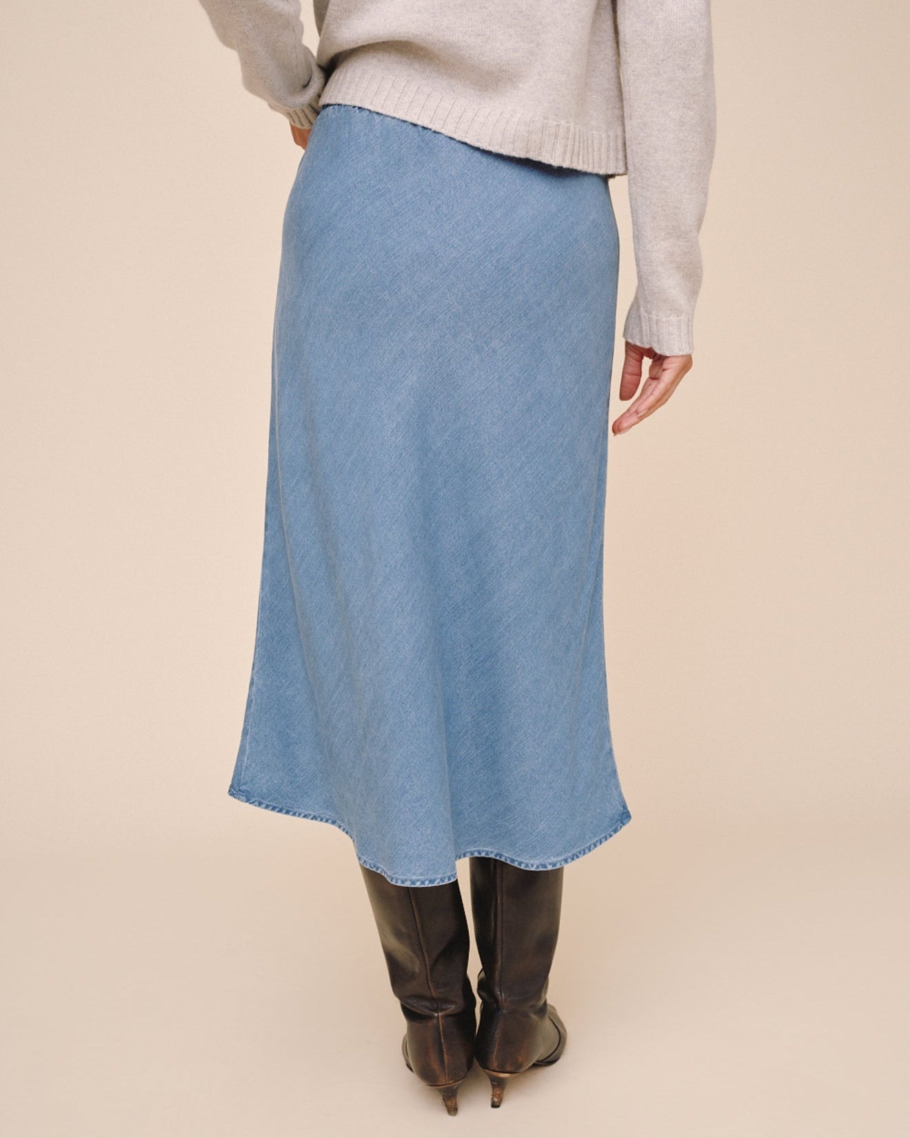 Bella Dahl Bias Skirt With Tie - Indigo Harbor Wash