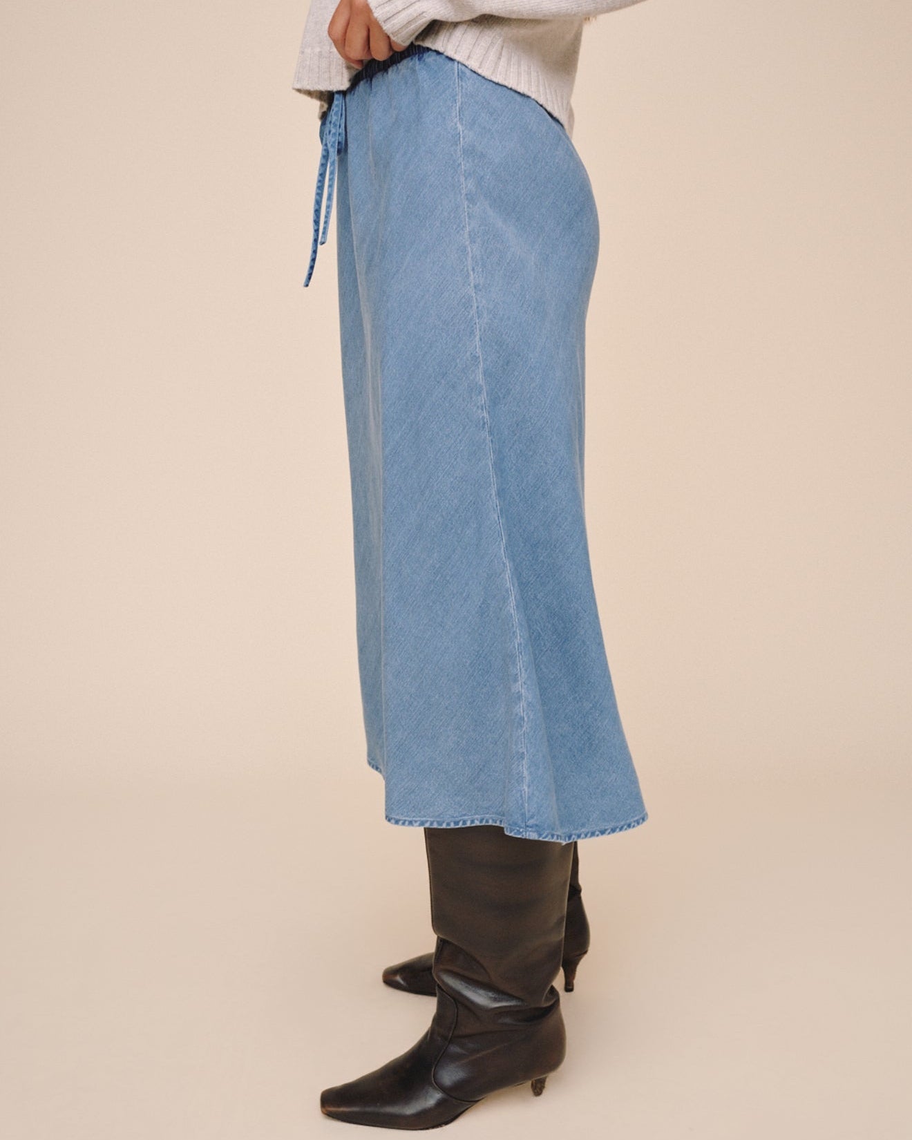 Bella Dahl Bias Skirt With Tie - Indigo Harbor Wash