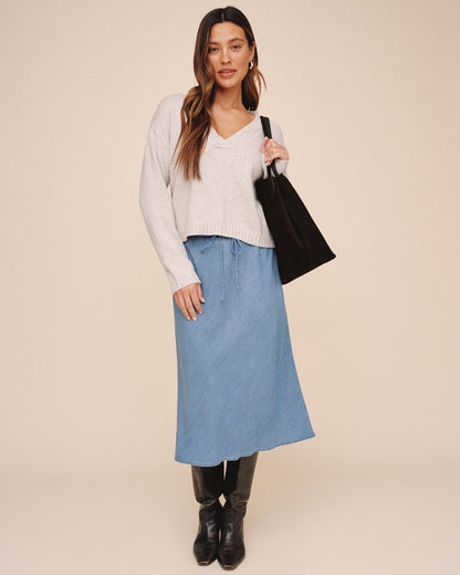 Bella Dahl Bias Skirt With Tie - Indigo Harbor Wash