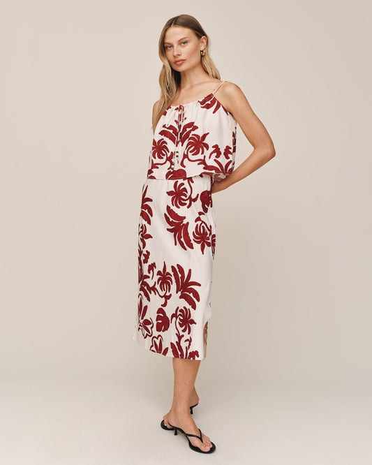 Bella Dahl Bias Side Slit Skirt - Island Damask Print