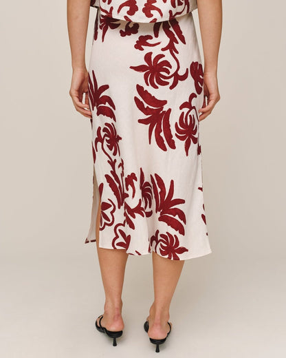 Bella Dahl Bias Side Slit Skirt - Island Damask Print