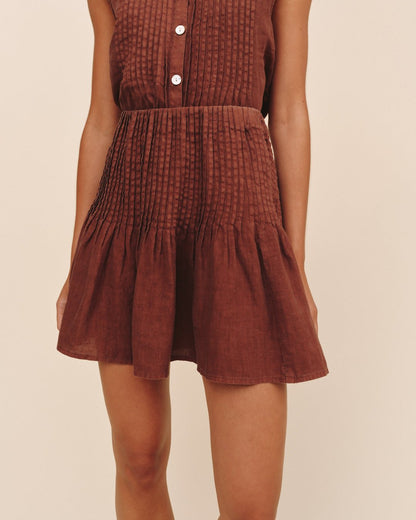 Bella Dahl Pintuck Mini Skirt - Sea Glass Brown
