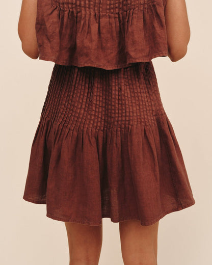 Bella Dahl Pintuck Mini Skirt - Sea Glass Brown