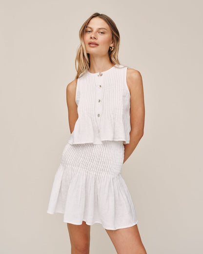 Bella Dahl Pintuck Mini Skirt- White