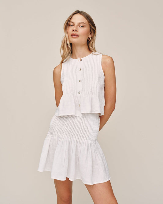 Bella Dahl Pintuck Mini Skirt- White
