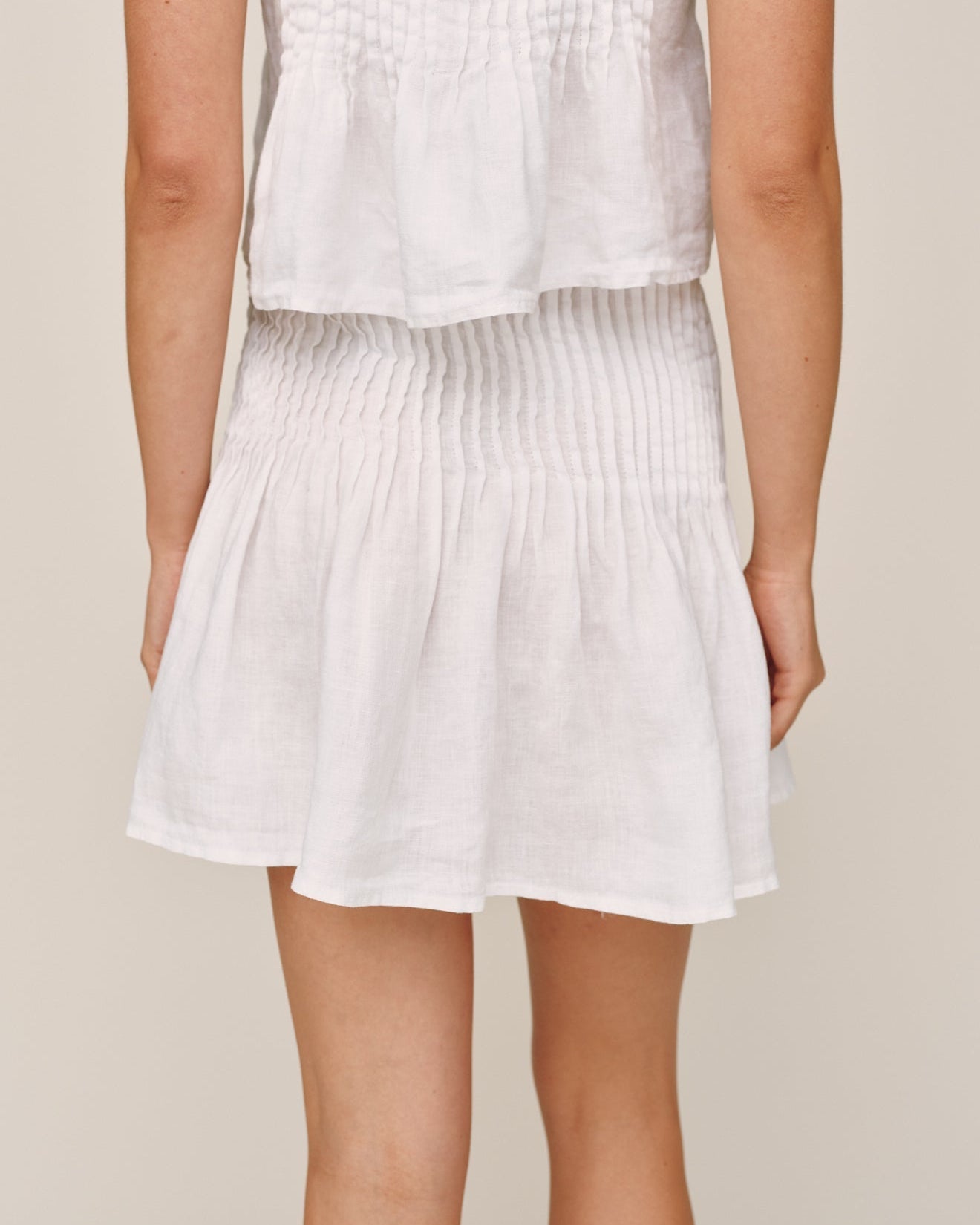 Bella Dahl Pintuck Mini Skirt- White