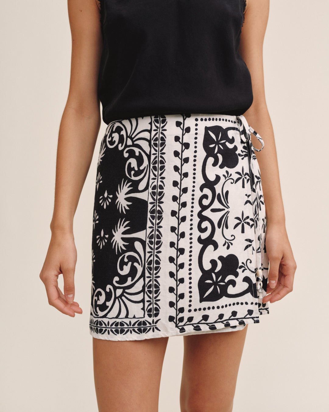 Bella Dahl Wrap Skirt With Sash - Tropical Bandana Print