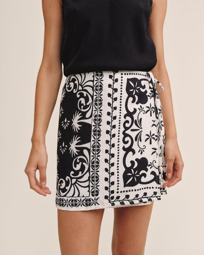 Bella Dahl Wrap Skirt With Sash - Tropical Bandana Print