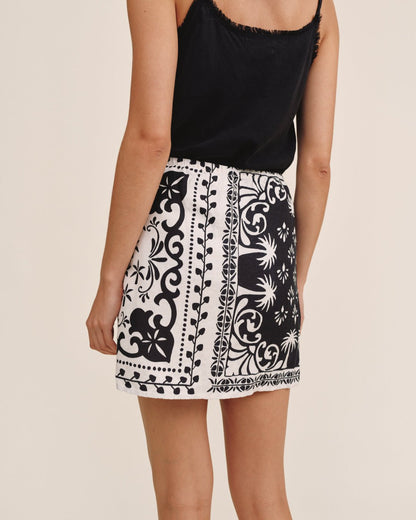 Bella Dahl Wrap Skirt With Sash - Tropical Bandana Print