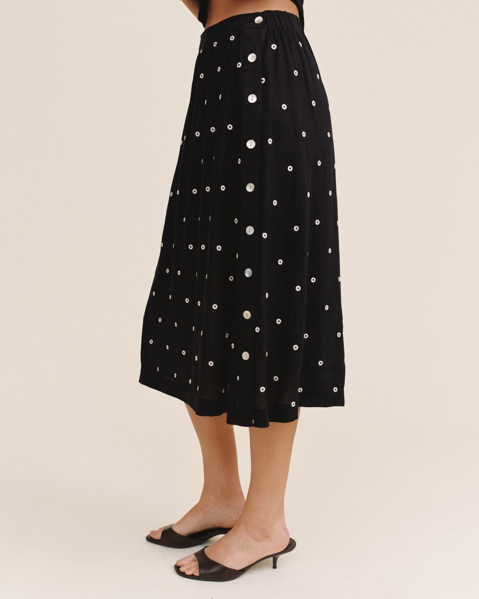 Bella Dahl Side Button Skirt - Cabana Dot